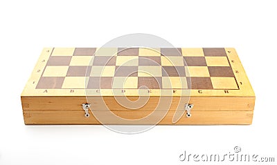 Closeup of an old closed wooden chessboard Stock Photo