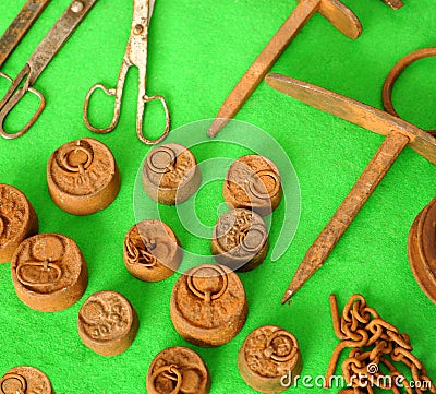 Old objects and rusty tools Stock Photo