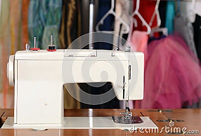Closeup old fashioned sewing machine Stock Photo