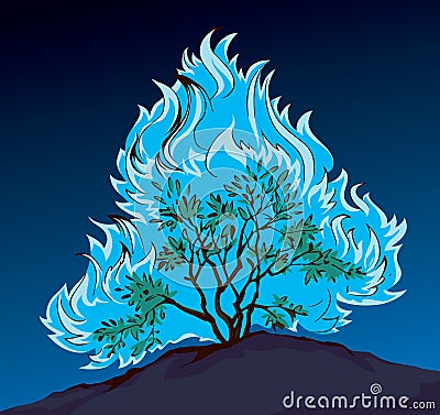 Burning bush. Vector drawing icon Vector Illustration