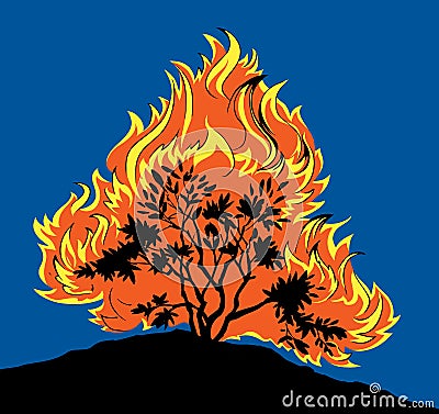 Burning bush. Vector drawing icon Vector Illustration