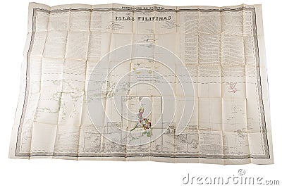 Closeup of an old Philippine map isolated on a white background Stock Photo