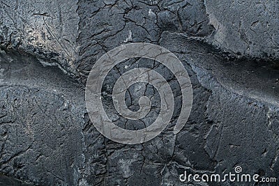 Closeup old tire cracked black carbon texture Stock Photo