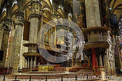 Closeup of an ornate church interior in Italy Editorial Stock Photo