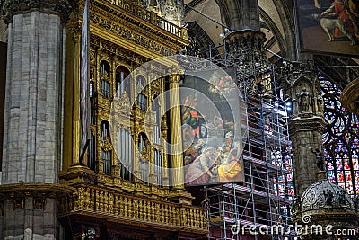 Closeup of an ornate church interior in Italy Editorial Stock Photo