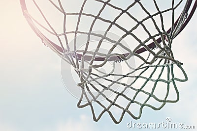 Closeup of outdoor basketball hoop net Stock Photo