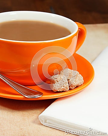 Closeup of orange coffee cup Stock Photo