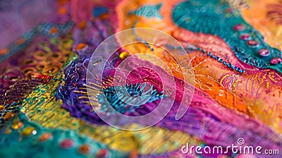 A closeup of a page from an interactive storybook showcasing vibrant colors and textures to stimulate visual memory Stock Photo