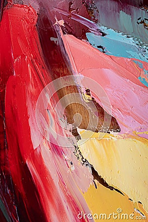 Fragment of multicolored texture painting. Abstract art background. oil on canvas. Stock Photo