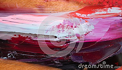 Fragment of multicolored texture painting. Abstract art background. oil on canvas. Stock Photo