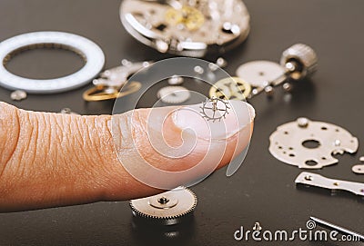 Parts of automatic wristwatch Stock Photo