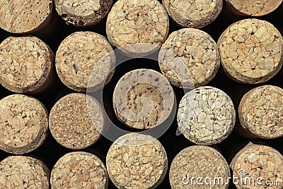 Closeup pattern background of many different wine corks Stock Photo