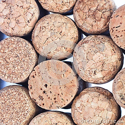 Closeup pattern background of many different wine corks Stock Photo
