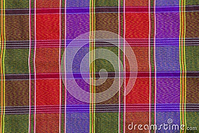 Closeup pattern and texture of loincloth Plaid Check fabric thai Stock Photo