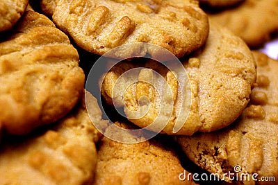 Closeup of Peanut Butter Cookies Stock Photo