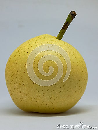 Closeup pear fruit at white background Stock Photo