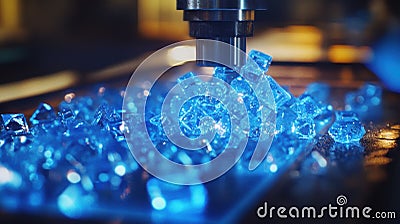 A closeup perspective of an industrial touchscreen interface revealing a visual matrix where operators can select Stock Photo