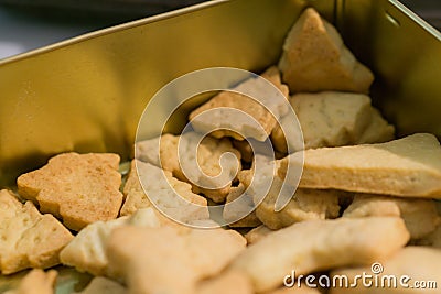 Closeup photo Christmas cookies in christmas tree shape. Tradition concept Stock Photo