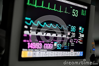 Macro photo of EKG monitor Stock Photo