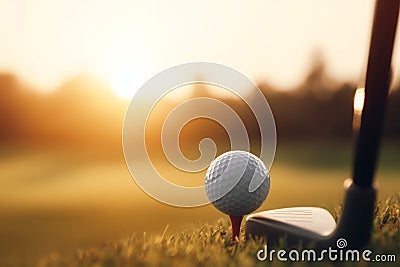 Closeup photo of golf ball. Generate ai Stock Photo