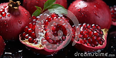 Closeup photo of Pomegranate fruit and its pieces Stock Photo