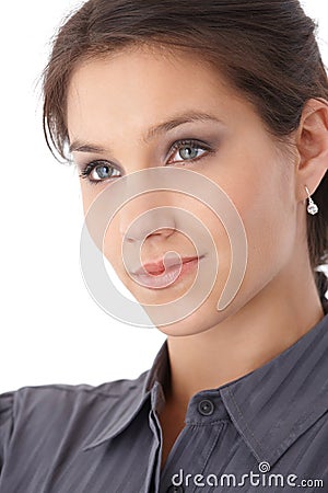 Closeup photo of pretty face smiling Stock Photo