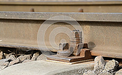 Closeup photo of rusty rail Stock Photo