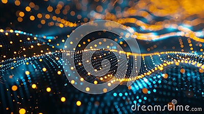 A closeup photograph of a secure quantum network with particles being used to encode and decode information Stock Photo