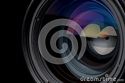 Closeup of a photographic camera lens Stock Photo