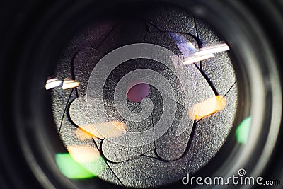 Closeup of a photographic lens Stock Photo