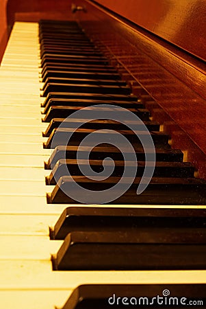 A closeup of piano keyboard. Stock Photo