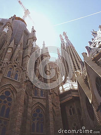 A closeup picture from the north side of Sagrada Familia Editorial Stock Photo