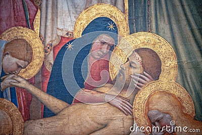 Pieta of St. Remigio, by Giottino at Uffizi Gallery Editorial Stock Photo