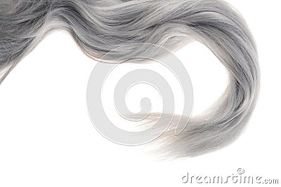 Closeup piece of grey hair Stock Photo