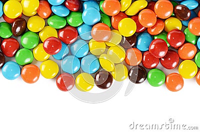 Closeup of pile colorful chocolate candies Stock Photo