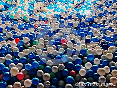 Closeup of a pile of colorful small balls Stock Photo