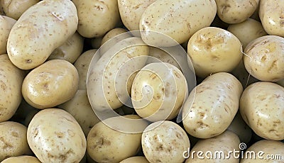 Closeup of pile of potatoes Stock Photo