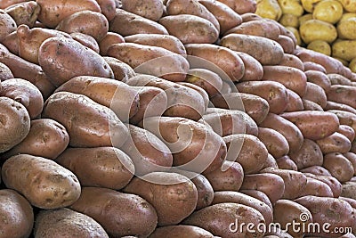 Closeup of pile of potatoes Stock Photo