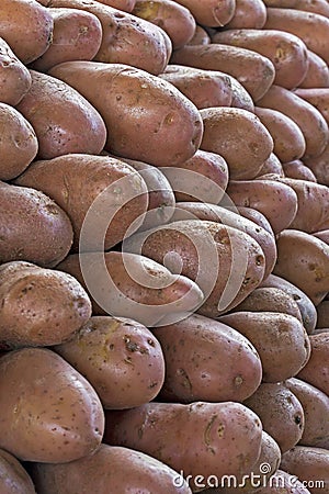 Closeup of pile of potatoes Stock Photo