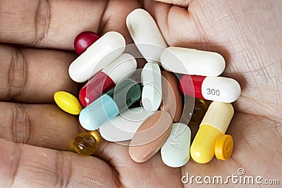 Closeup of pills medication healthcare Stock Photo