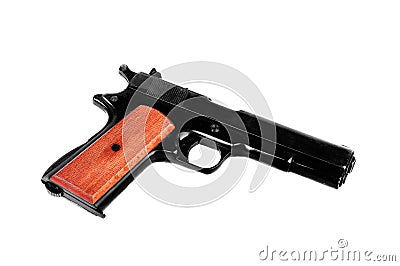 Closeup of pistol isolated Stock Photo