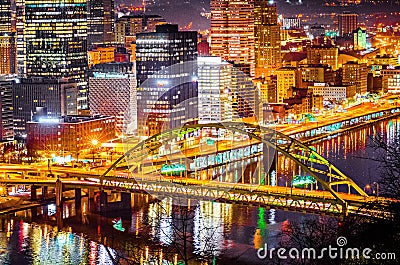 Closeup of pittsburgh pennsylvania city skyline Editorial Stock Photo