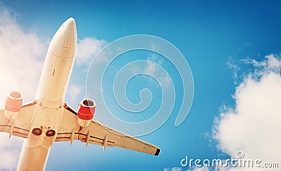 Closeup of a plane at landing Stock Photo