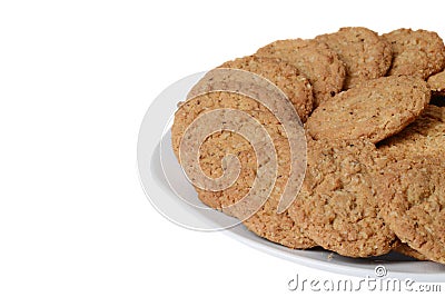 Closeup plate of oatmeal cookies Stock Photo