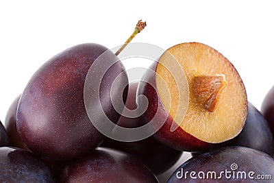 Closeup on plums, fresh fruits Stock Photo