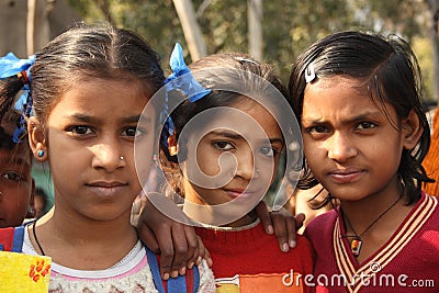 Closeup of poor indian children girls Editorial Stock Photo