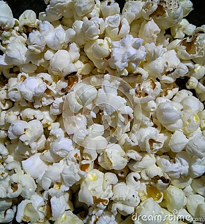 Closeup of popcorns, food photography, snacks background, salted butter pop corn Stock Photo