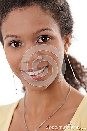 Closeup portrait of attractive afro woman Stock Photo