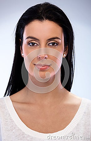 Closeup portrait of attractive smiling woman Stock Photo