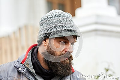 Closeup of a bearded farmer Stock Photo